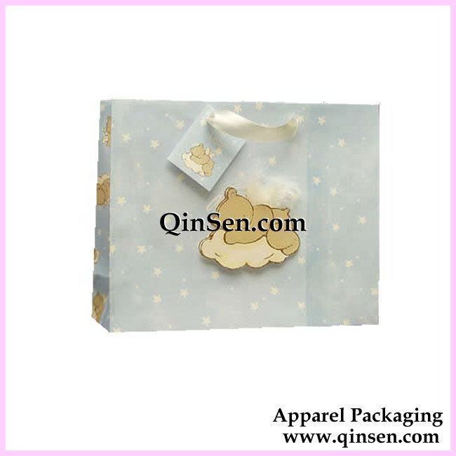 Baby paper bag with cartoon design & Tag for clothing ,baby suit