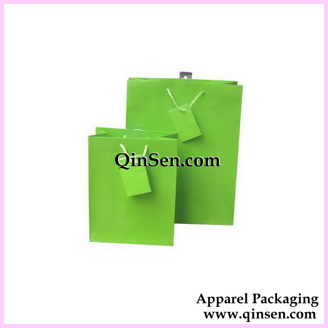Solid Color Woodfree / Kraft Paper Bags with Match color Tag-AB00097