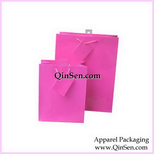 Pink Colored Paper Euro Shopping Bag for Apparel-AB00186