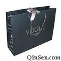 Luxury Paper Branded Gift Bag with Ribbon Handle /Silver Hot Stamped Logo