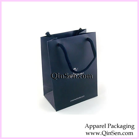 Black color Matte Paper Shopping bag with white trademark-AB00250