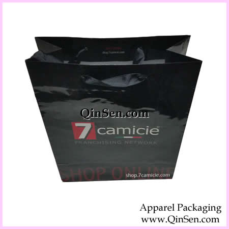 Exquisite Paper Shopping Bag with Custom Printed Brand and ribbon hand