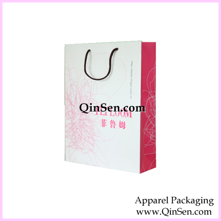White Paper Laminated Shopping Bag with Custom Logo-AB00354